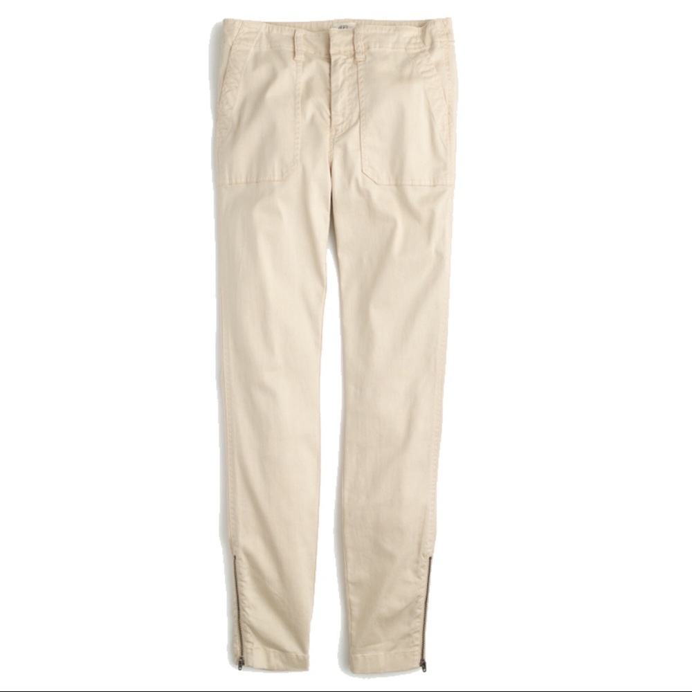 J.Crew skinny stretch cargo pants in Sundried Linen w/ankle zips sz 30T
